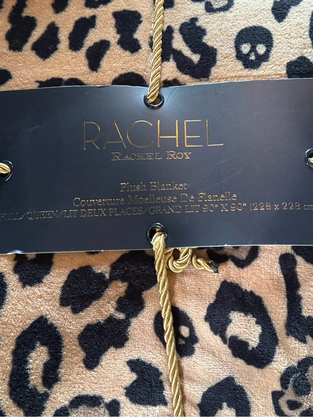 Rachel Roy Skull Cheetah Leopard Print Full/ Queen Plush Halloween Throw Blanket